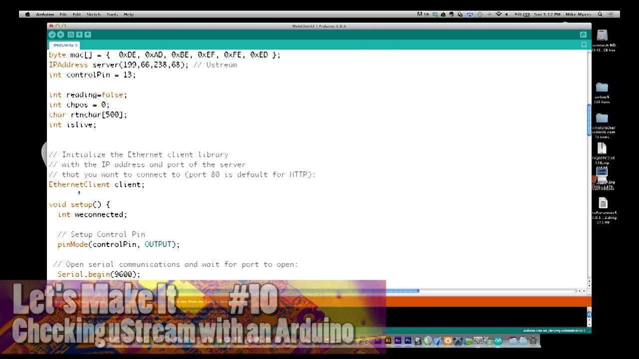 Thumbnail for Checking uStream With An Arduino - Let's Make It - Episode 10